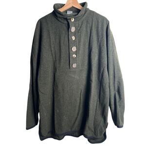 Vintage Original Tiroler Loden Quarter Button Green Size 50 Wool Sweater
